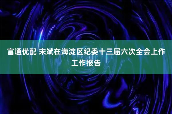 富通优配 宋斌在海淀区纪委十三届六次全会上作工作报告